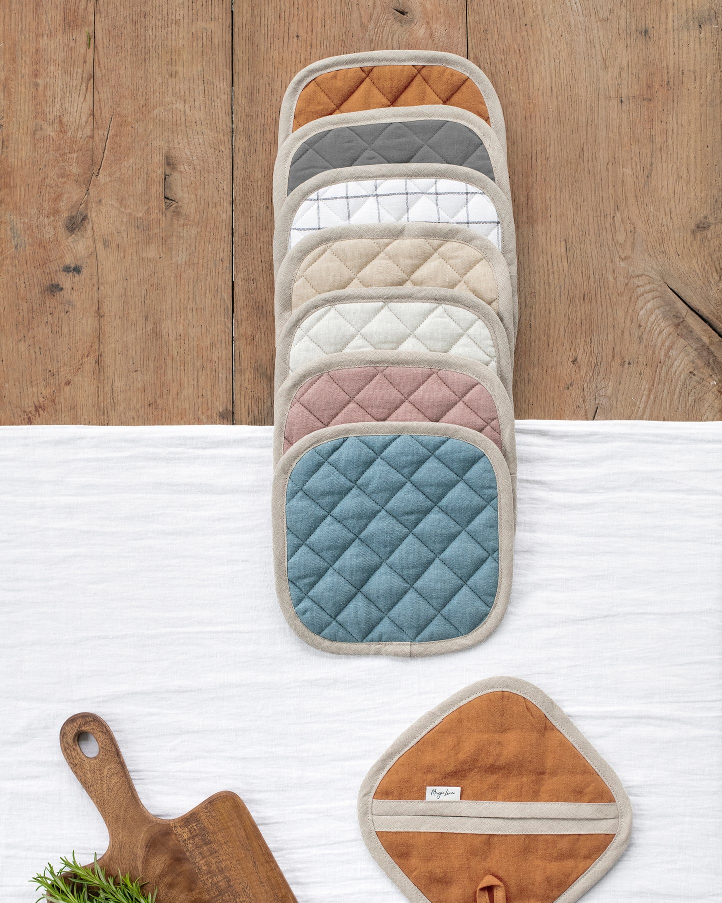 Linen pot-holder (1 pcs) in Natural gingham - MagicLinen