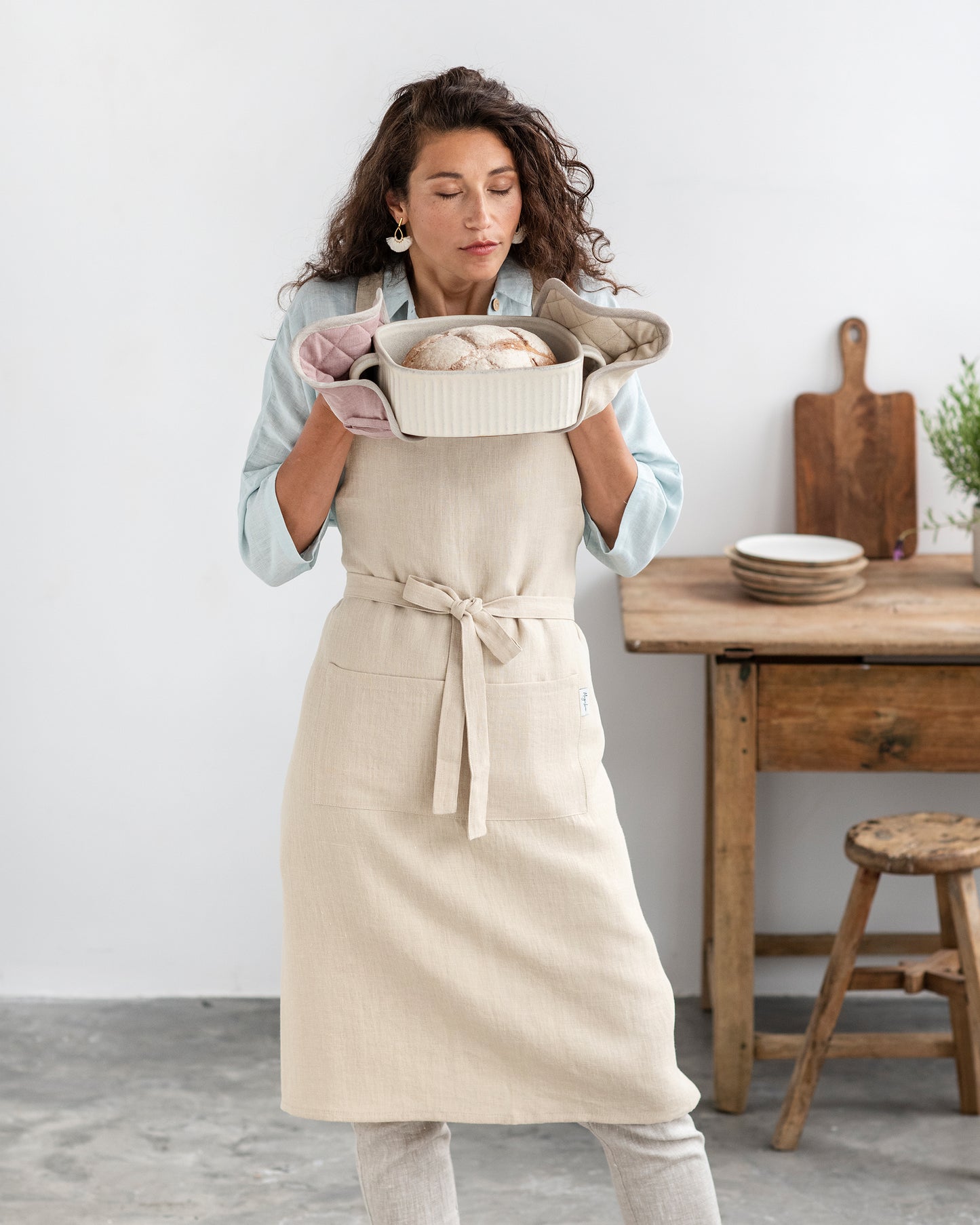 Linen pot-holder (1 pcs) in Woodrose - MagicLinen