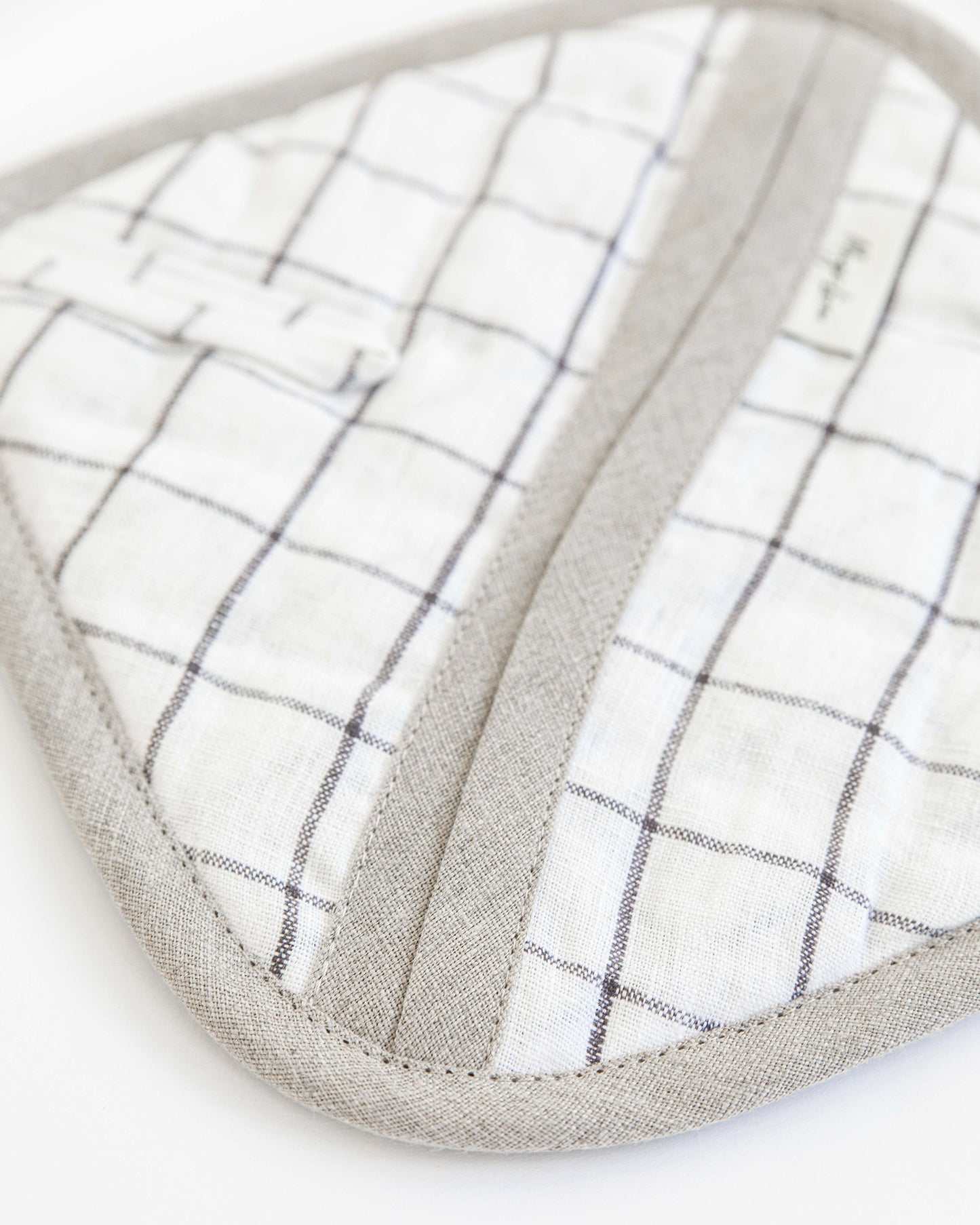 Linen pot-holder (1 pcs) in Charcoal grid - MagicLinen