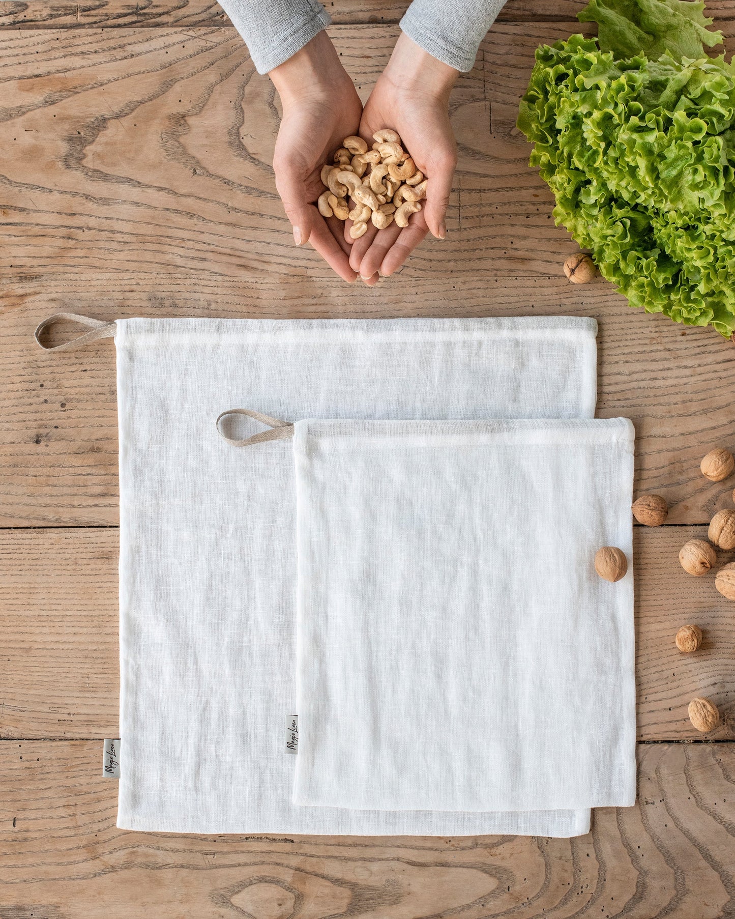 Set of Two Zero Waste Linen Produce Bags - MagicLinen