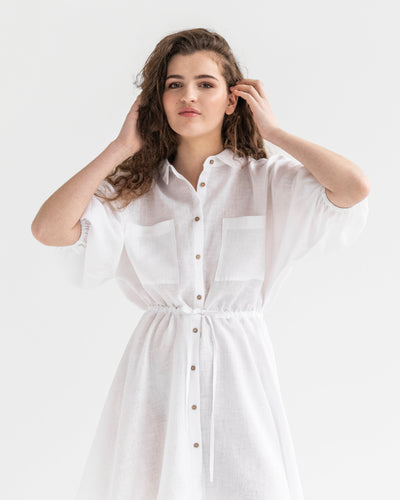 Linen shirt dress JULIEN in white - MagicLinen