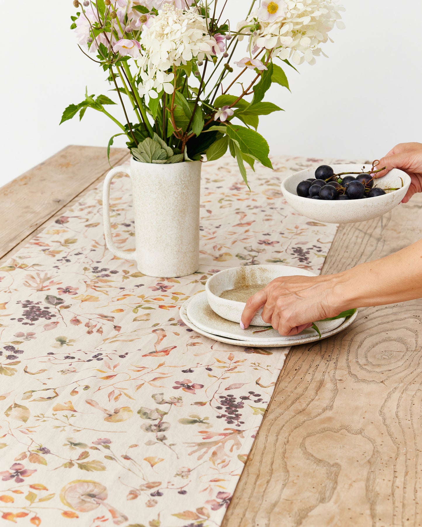 Linen Table Runner in Autumn forest Print | MagicLinen