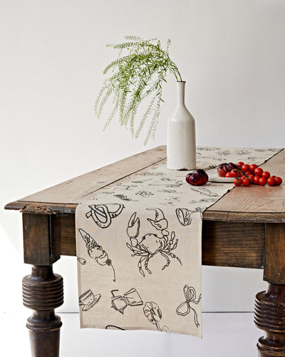 Linen Table Runner in Italian summer print | MagicLinen