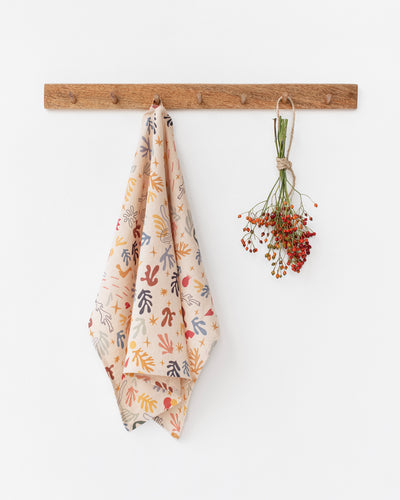 Linen Dish Towel in Abstract Print - MagicLinen
