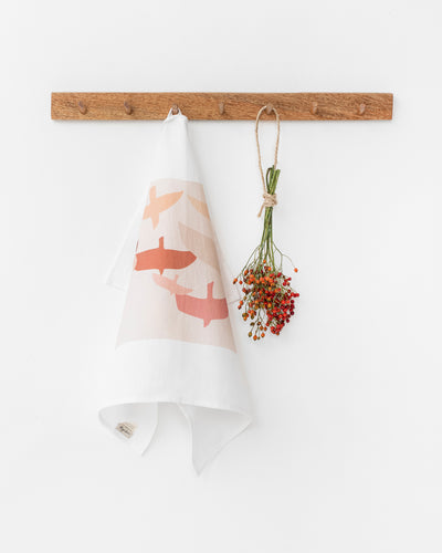 Linen Dish Towel in Birds Print - MagicLinen