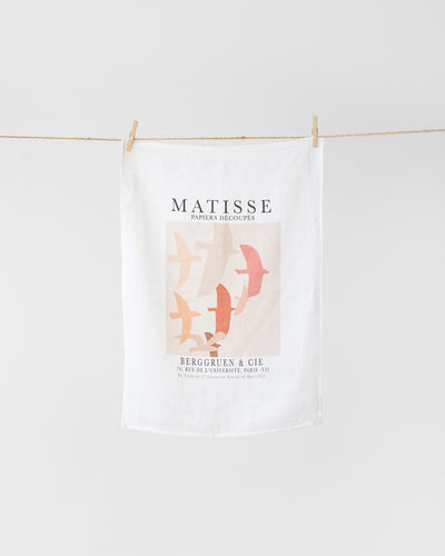 Linen Dish Towel in Birds Print - MagicLinen