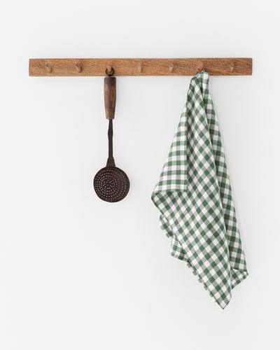 Linen tea towel in Forest green gingham - MagicLinen