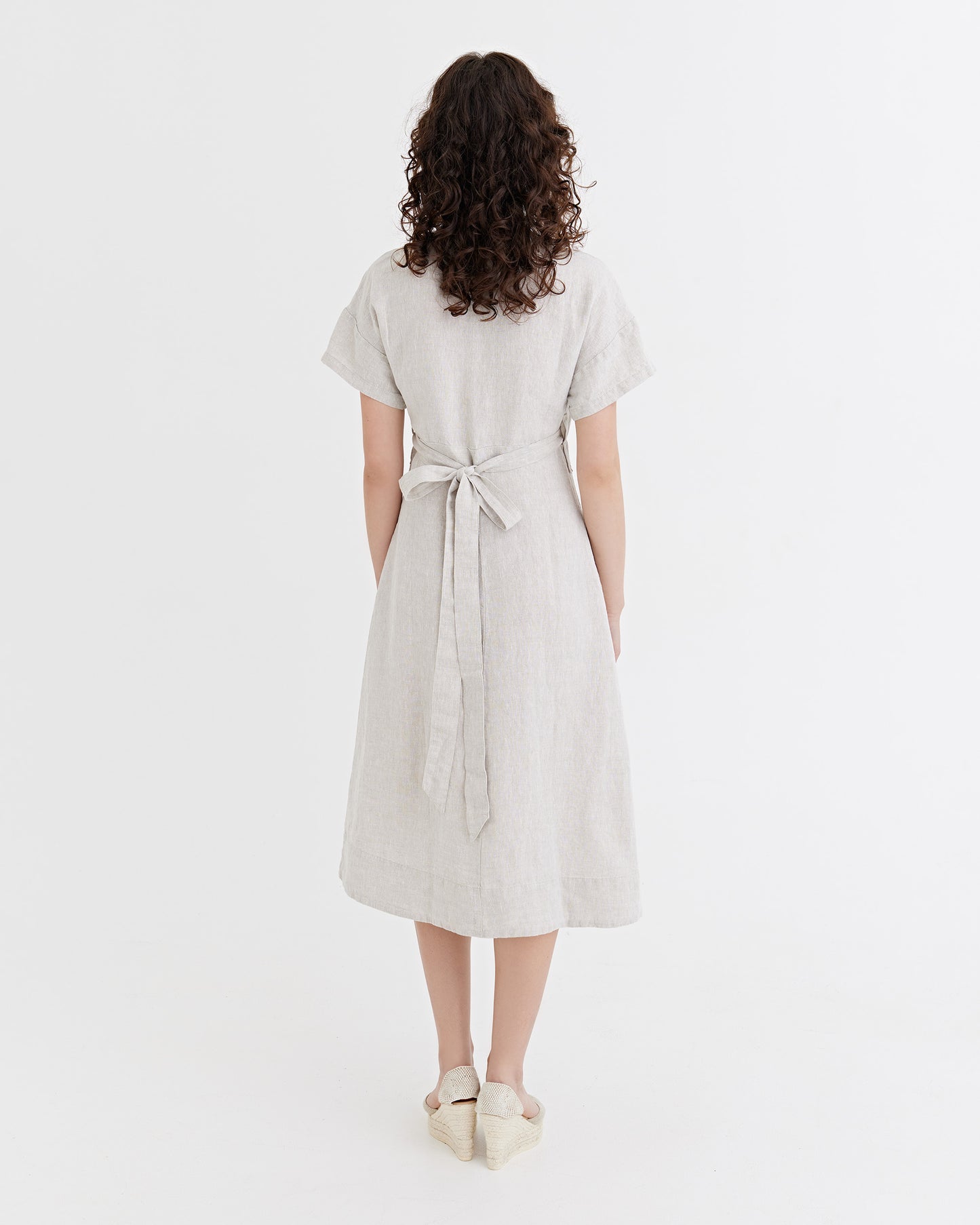 Linen wrap dress PEHOE in Natural Melange | MagicLinen