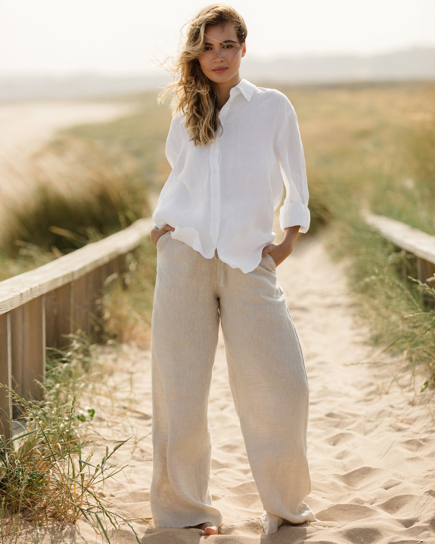 Long-Sleeve Linen Shirt CORSICA in White | MagicLinen