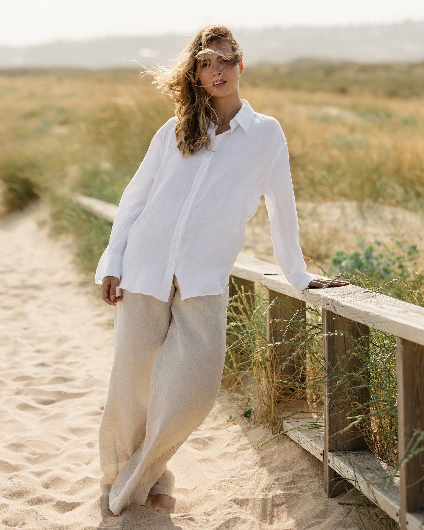Long-Sleeve Linen Shirt CORSICA in White | MagicLinen