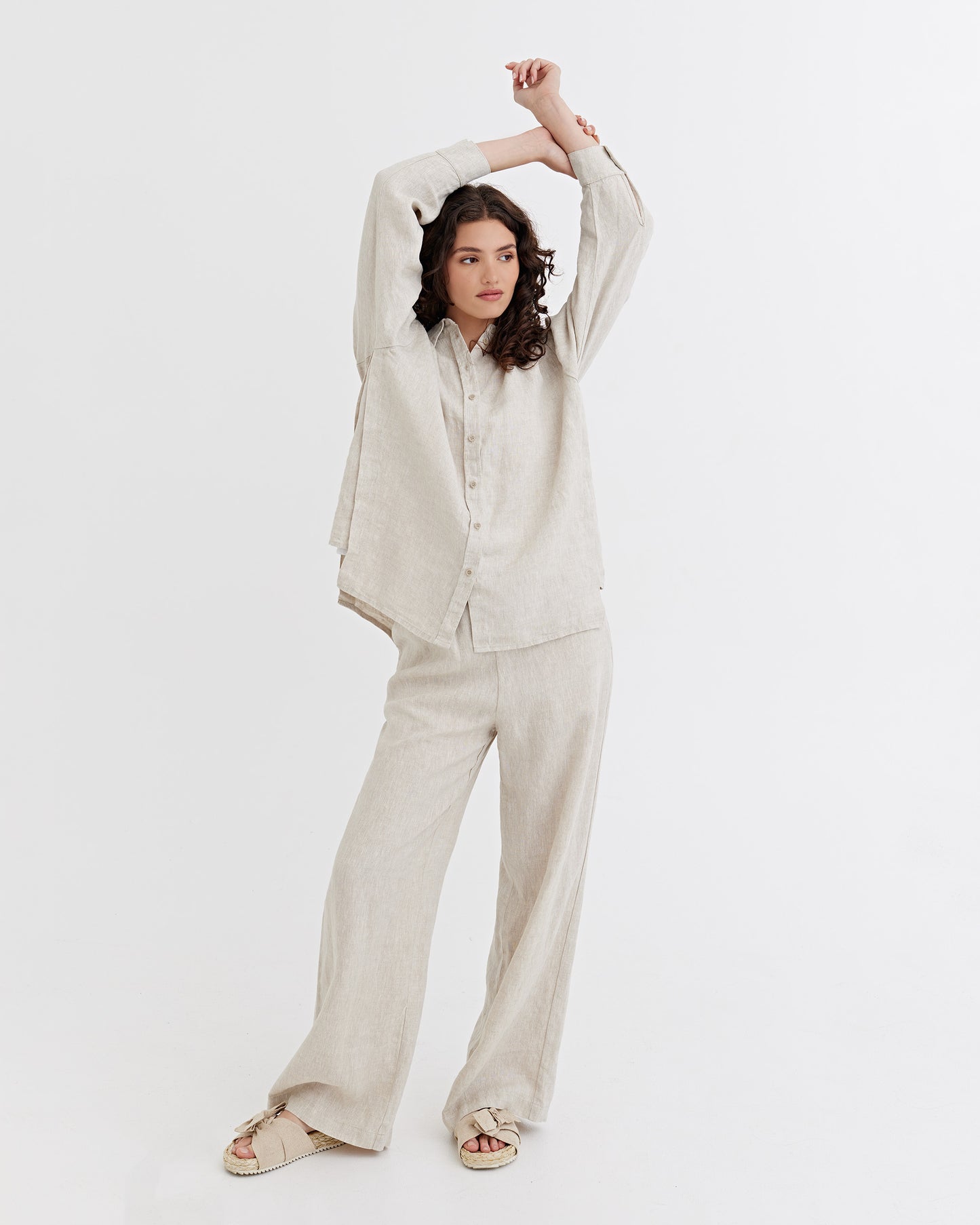 Long-Sleeve Linen Shirt ISLAY in Natural melange | MagicLinen