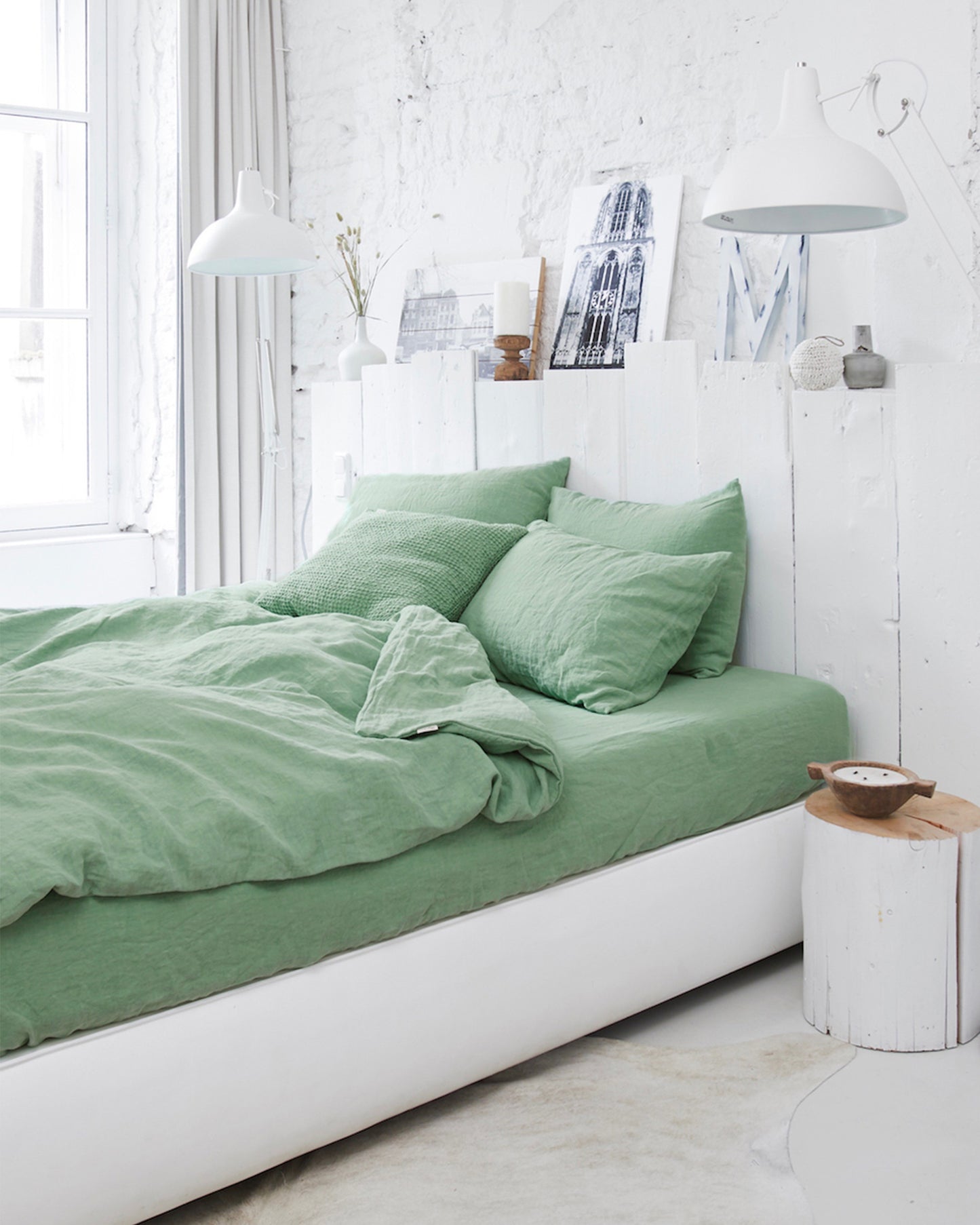 Matcha green linen duvet cover - MagicLinen