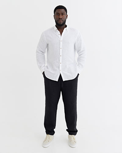 Mens Linen Pants PALERMO in Black | MagicLinen modelBoxOn