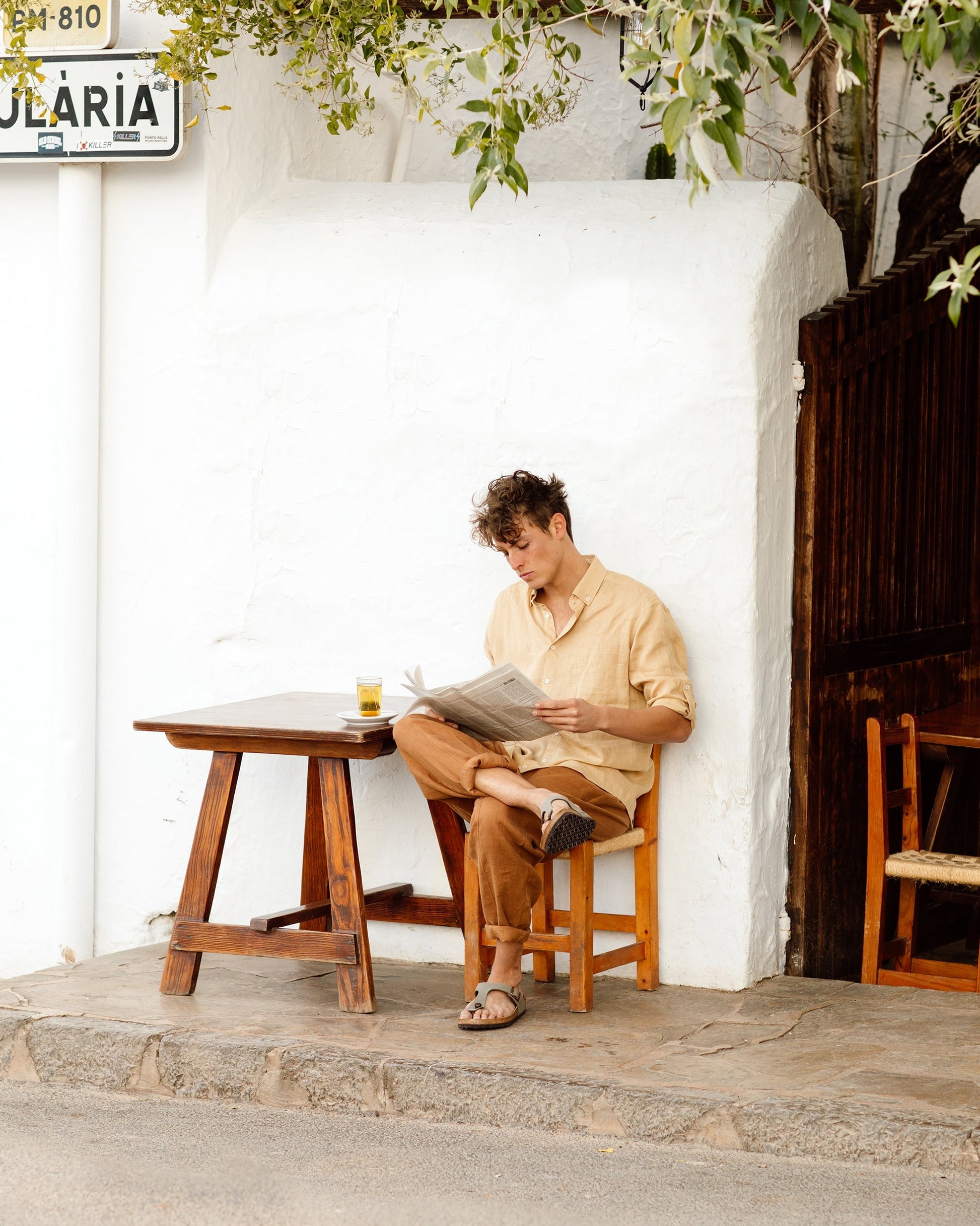 Men's linen shirt CORONADO in sandy beige - MagicLinen