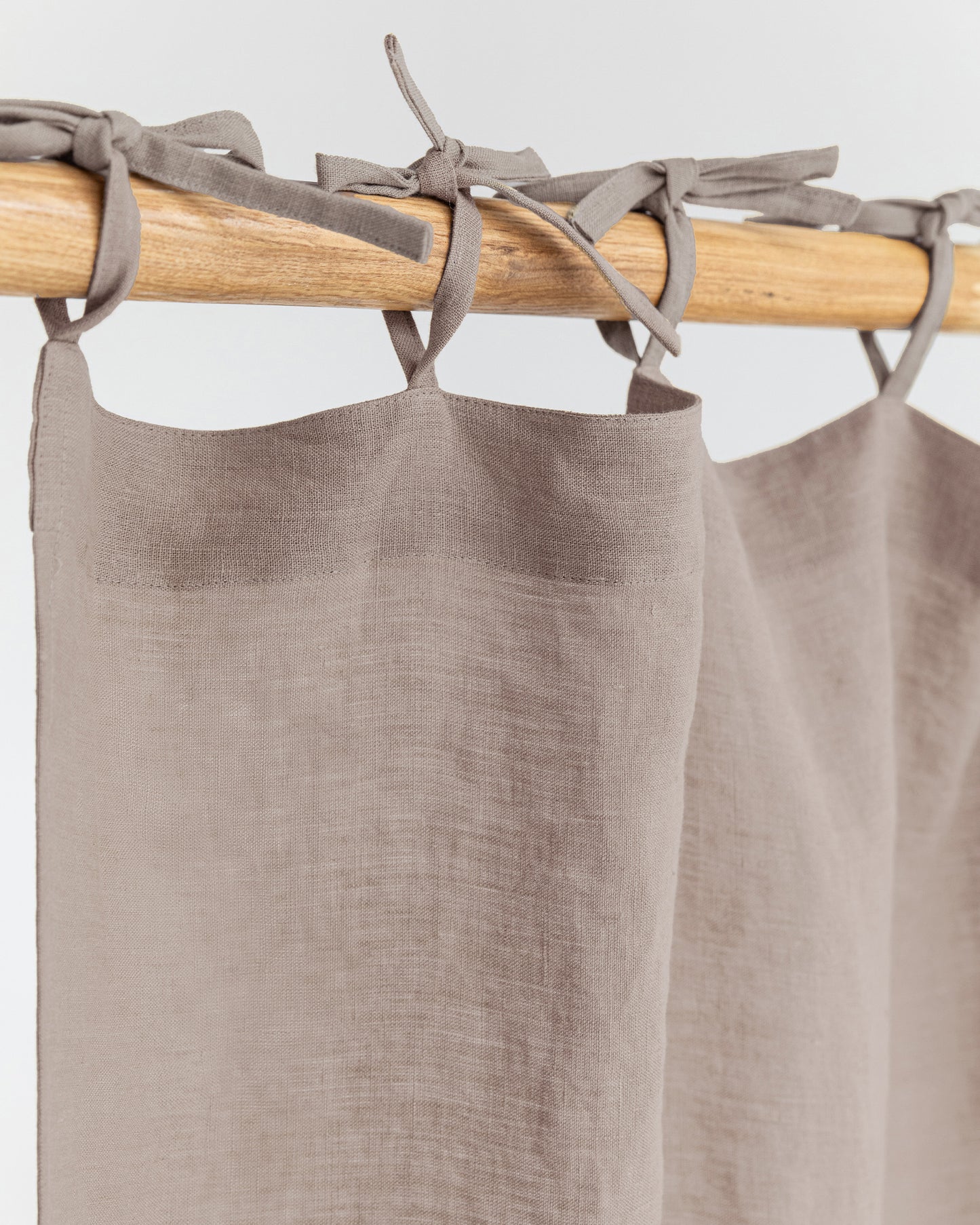 Tie Top Linen Curtain Panel in Mocha | Magiclinen