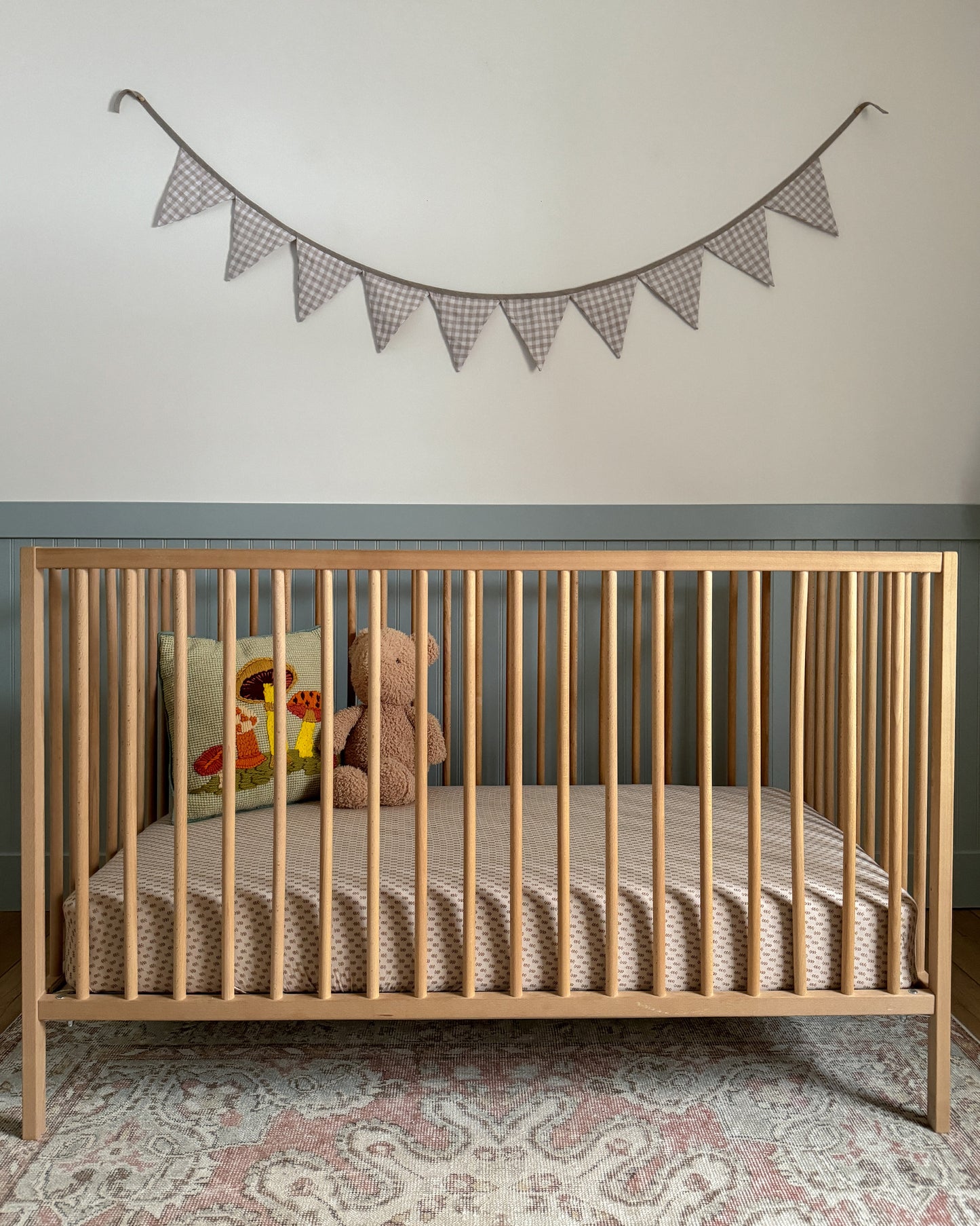 Linen bunting in Natural Gingham - MagicLinen