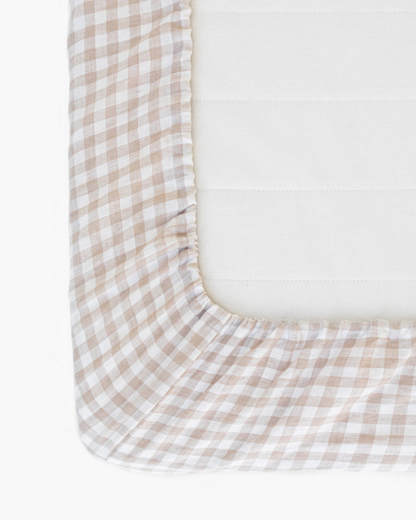 Natural gingham linen fitted sheet - MagicLinen