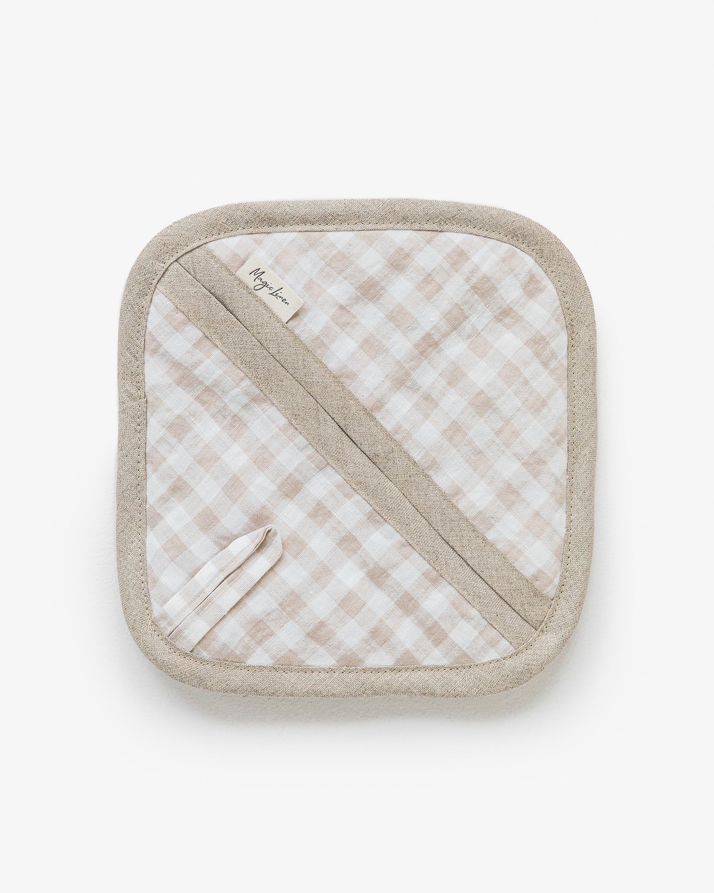 Linen pot-holder (1 pcs) in Natural gingham - MagicLinen