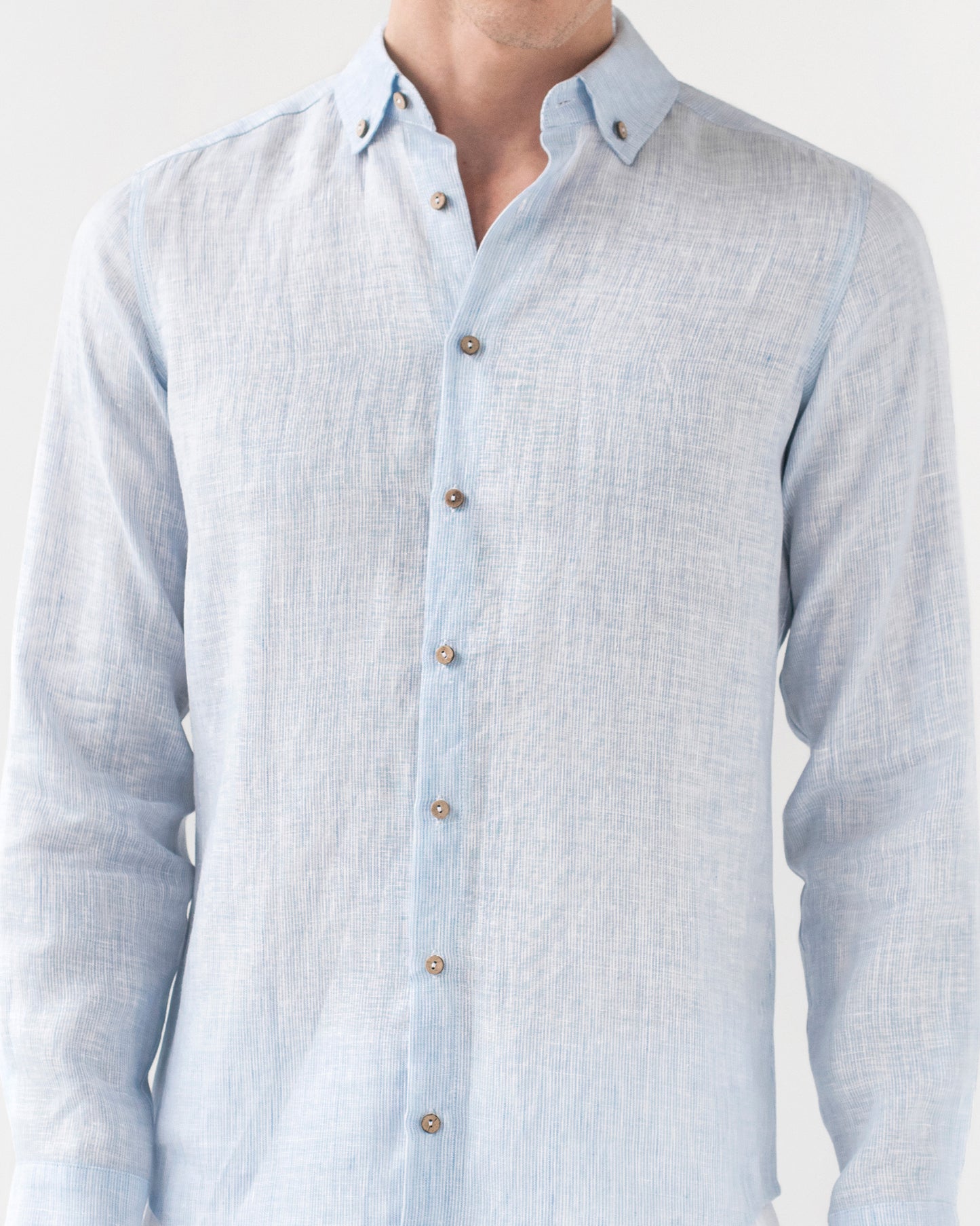 Men's linen shirt NEVADA in pinstripe blue - MagicLinen