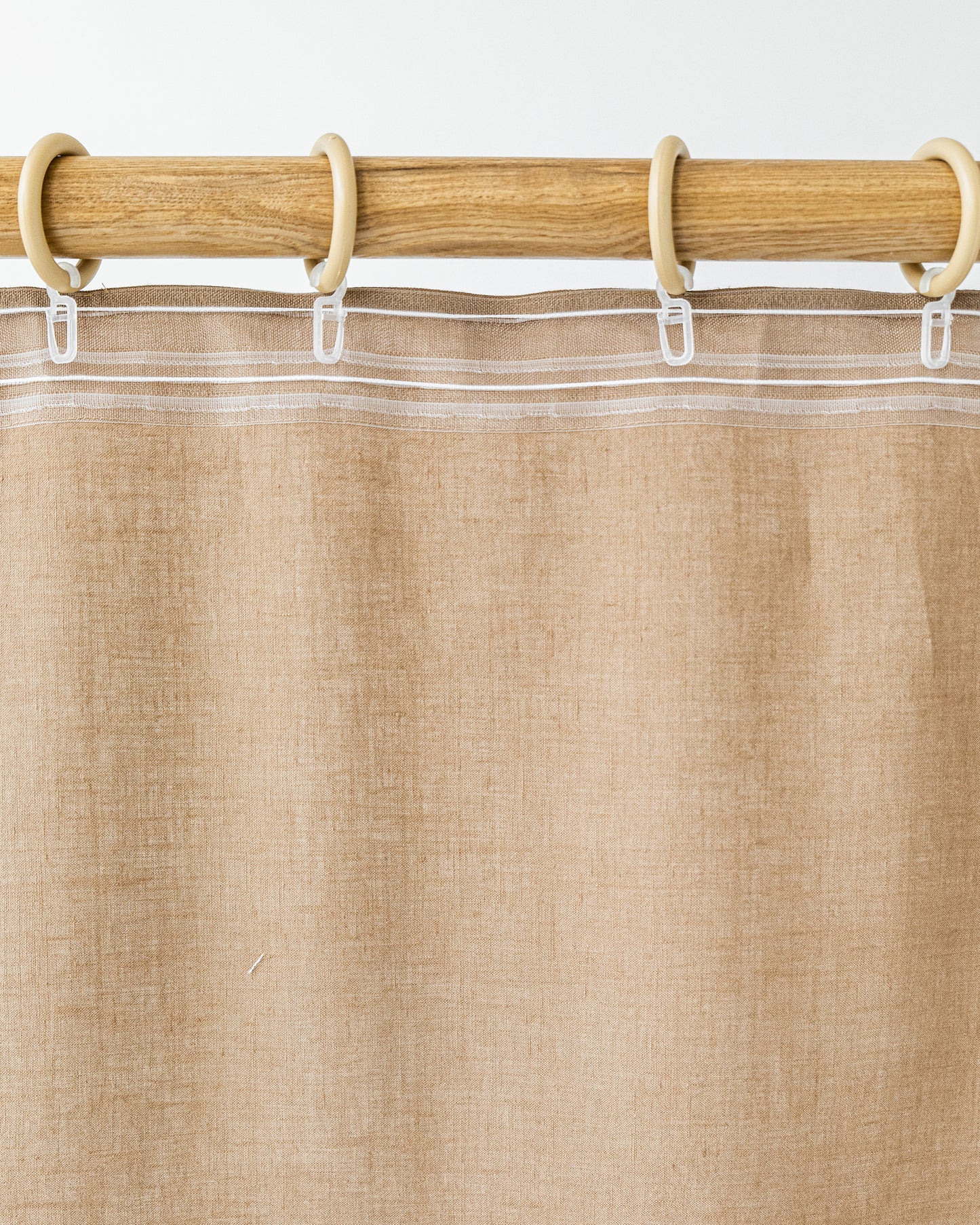 Pencil pleat linen curtain panel (1 pcs) in Latte - MagicLinen
