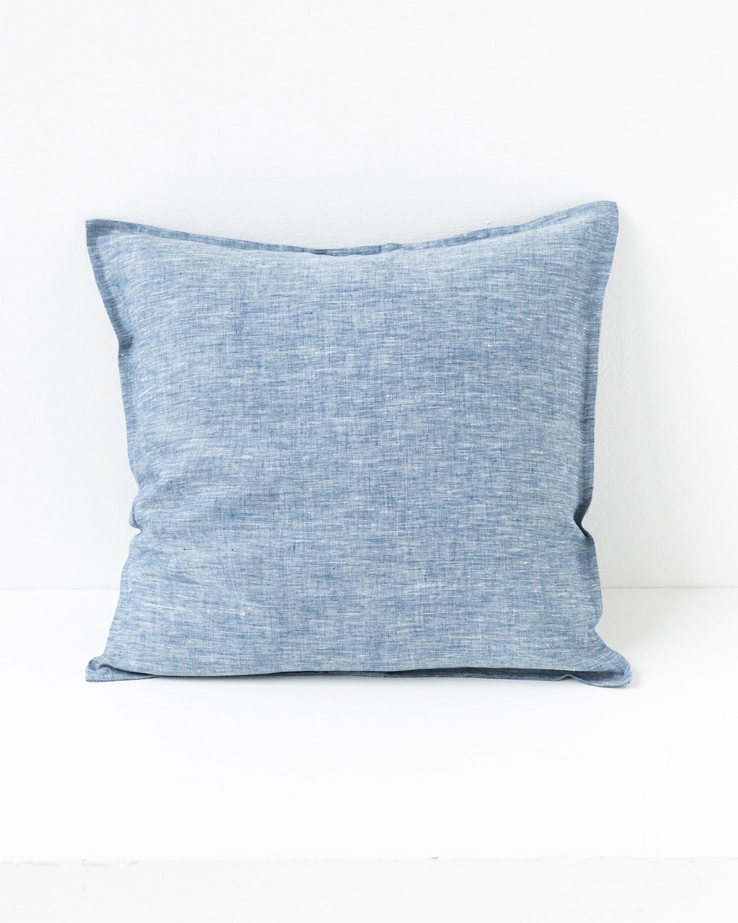 Deco Pillow Cover With Buttons in Blue melange | MagicLinen