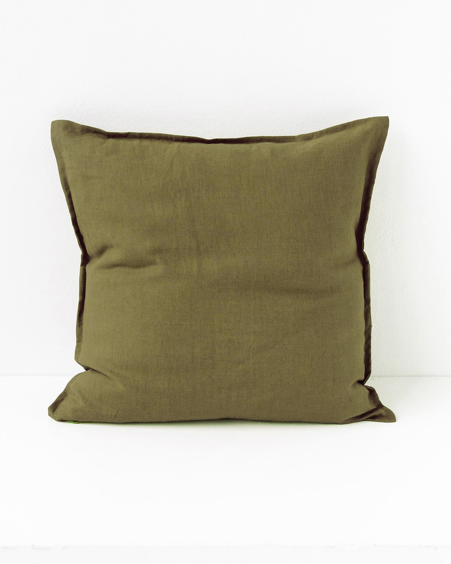 Deco Pillow Cover With Buttons in Olive green | MagicLinen