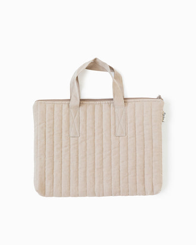 Linen quilted laptop bag in Natural - MagicLinen