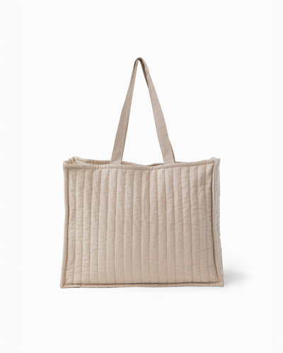 Linen quilted tote bag in Natural