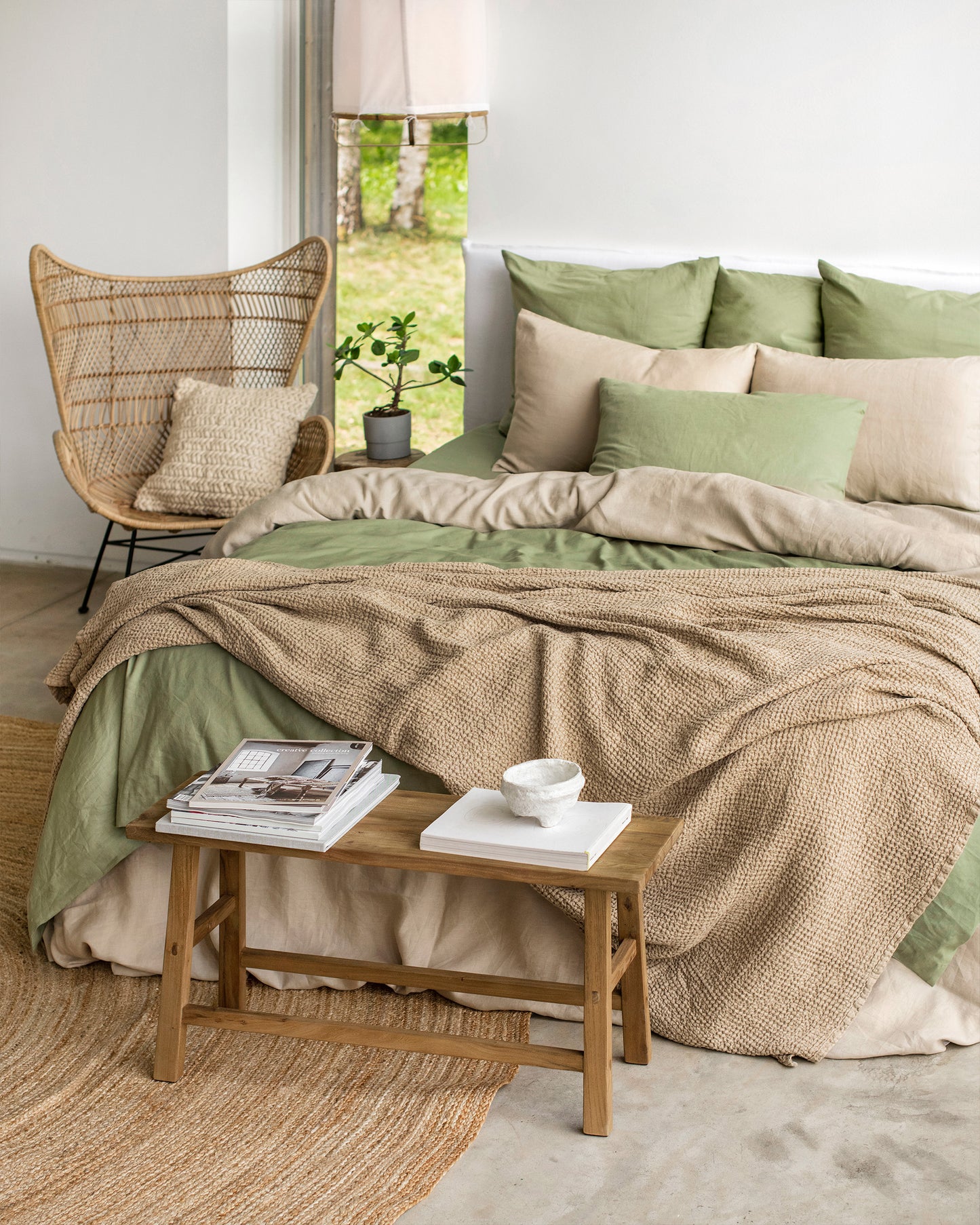 Sage linen-cotton duvet cover set (3 pcs) - MagicLinen