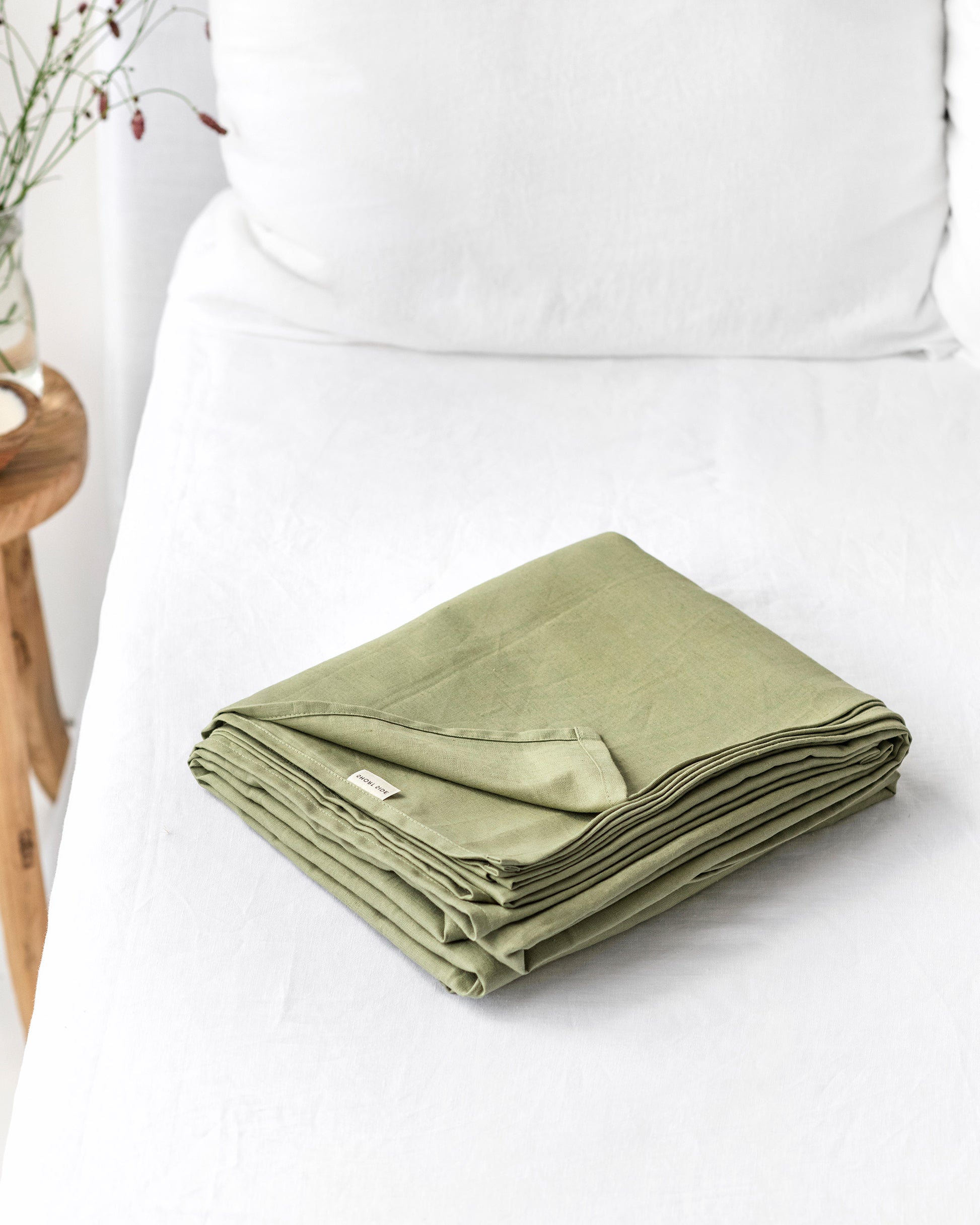 Sage linen-cotton flat sheet | MagicLinen