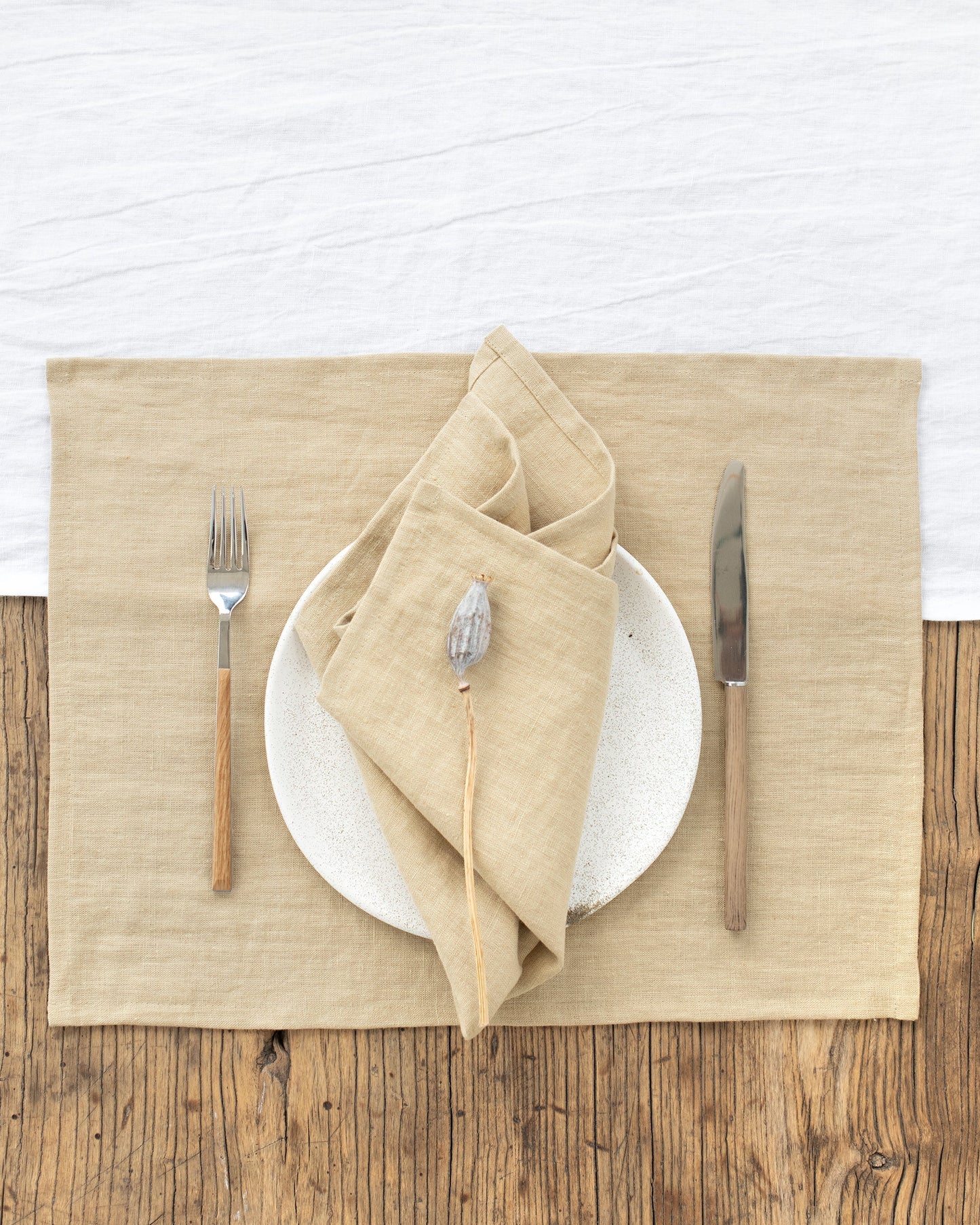 Sandy beige linen placemat set of 2 - MagicLinen