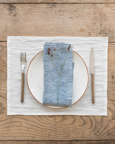 Blue melange linen napkin set of 2 - MagicLinen