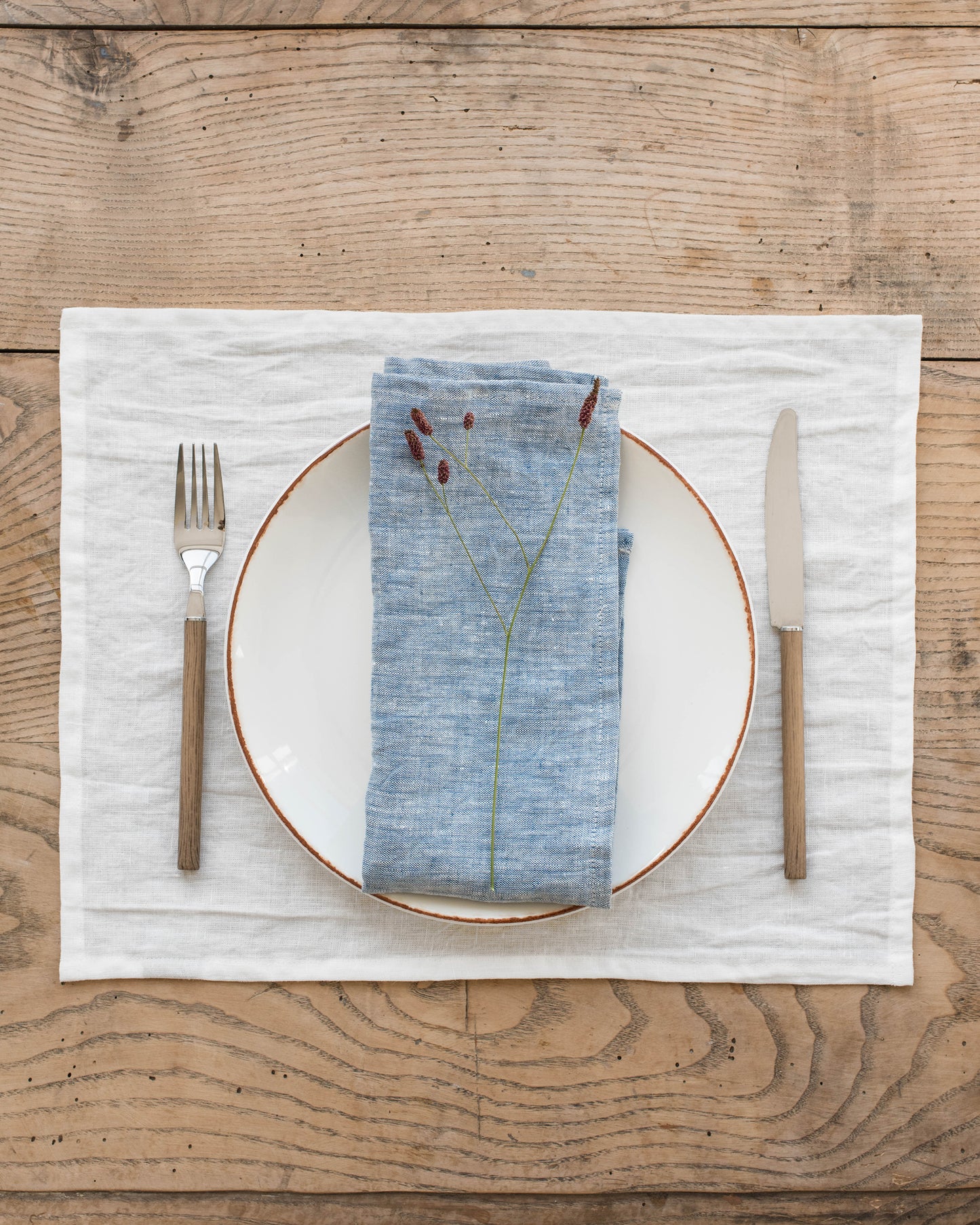 Blue melange linen napkin set of 2 - MagicLinen