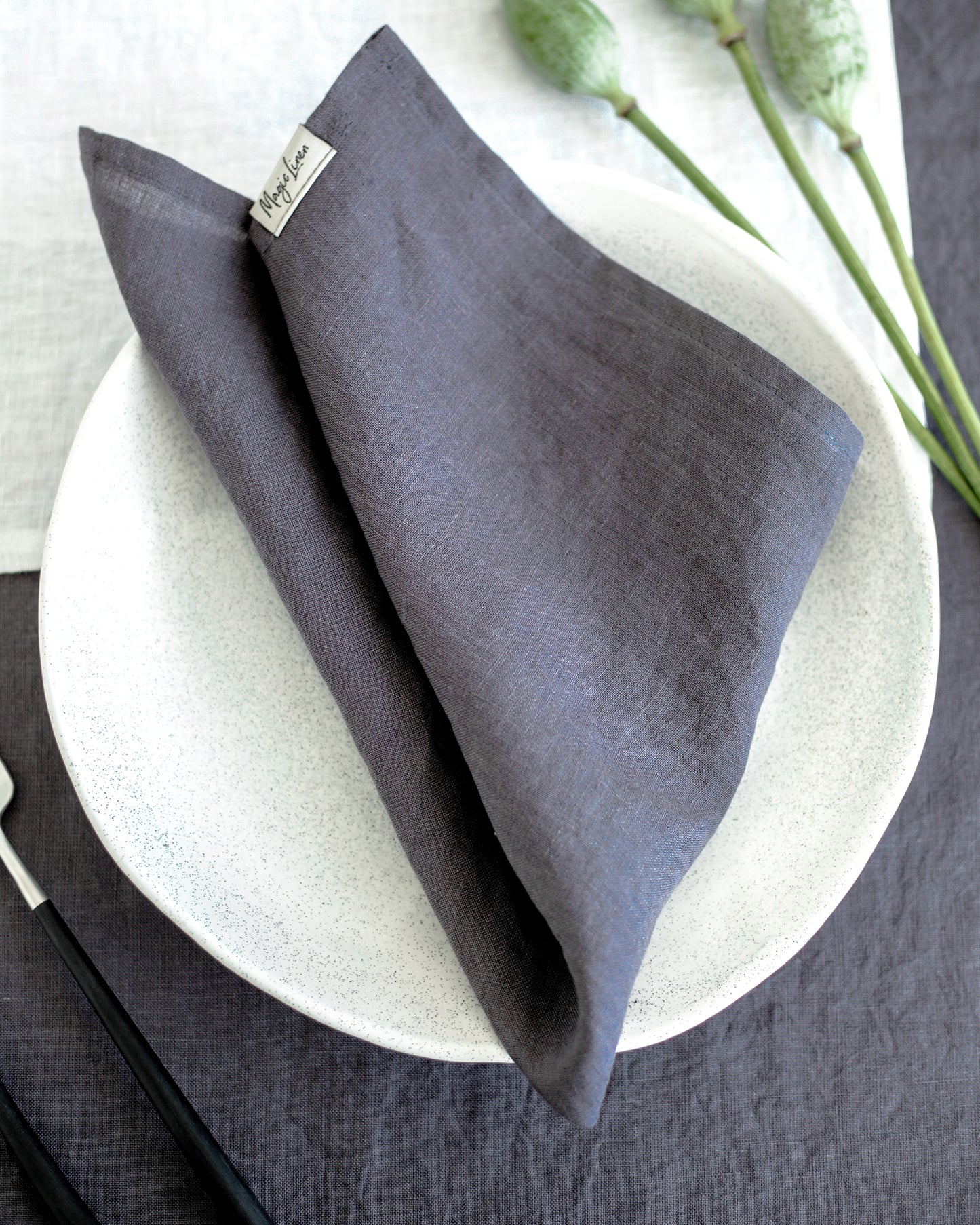 Charcoal gray linen napkin set of 2 - MagicLinen