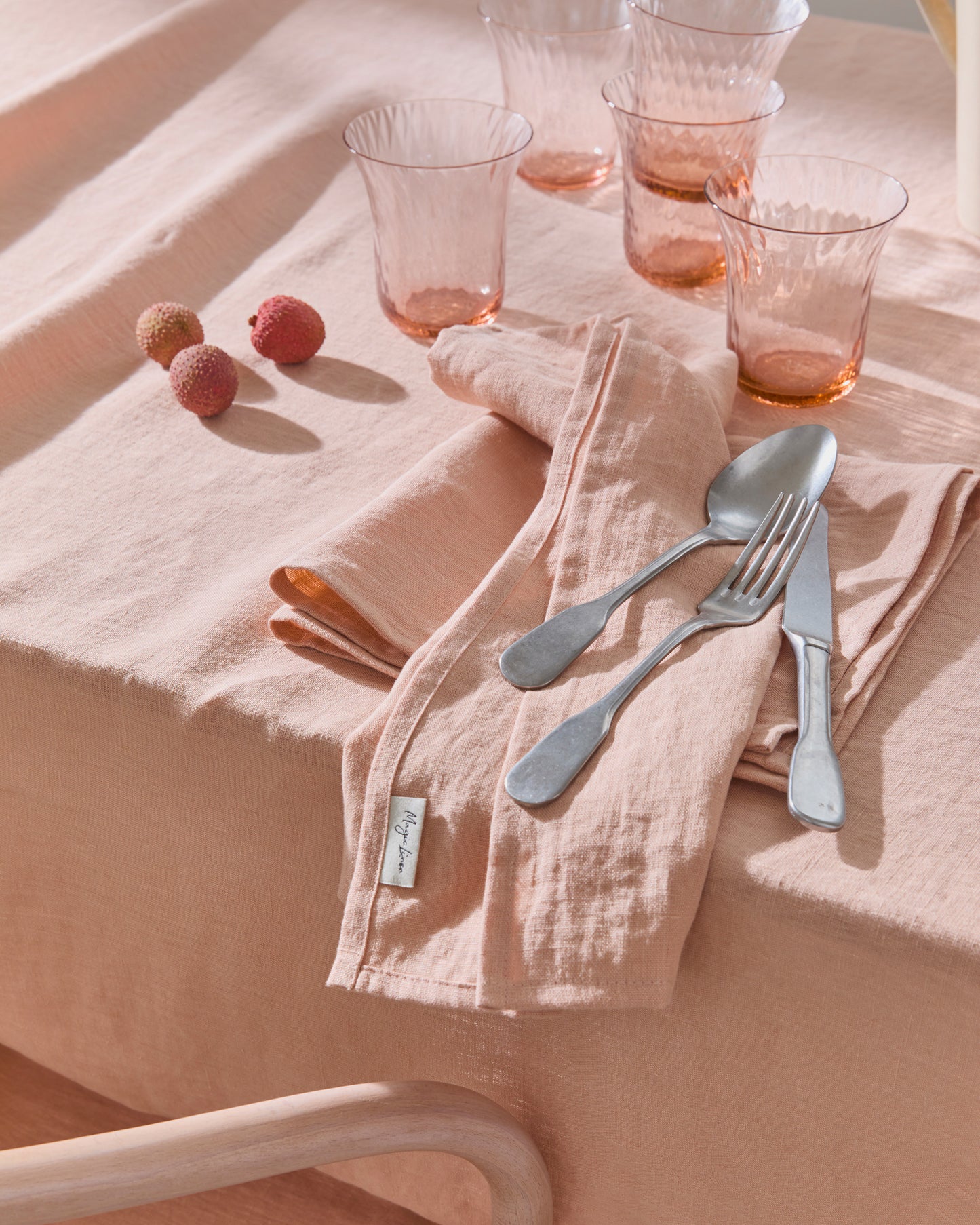 Peach linen napkin set of 2 - MagicLinen