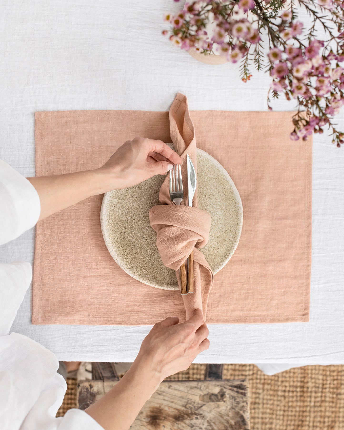 Peach linen napkin set of 2 - MagicLinen