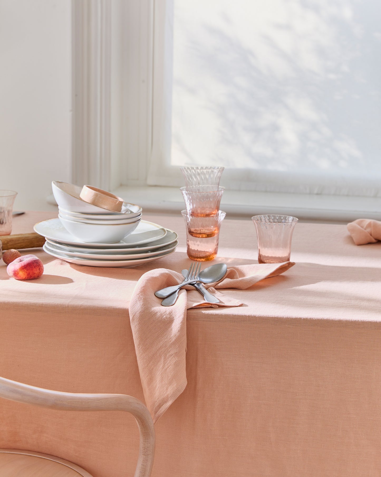 Peach linen napkin set of 2 - MagicLinen