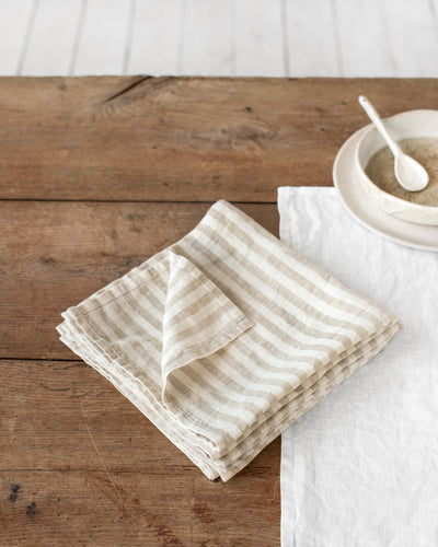 Striped in natural linen napkin set of 2 - MagicLinen