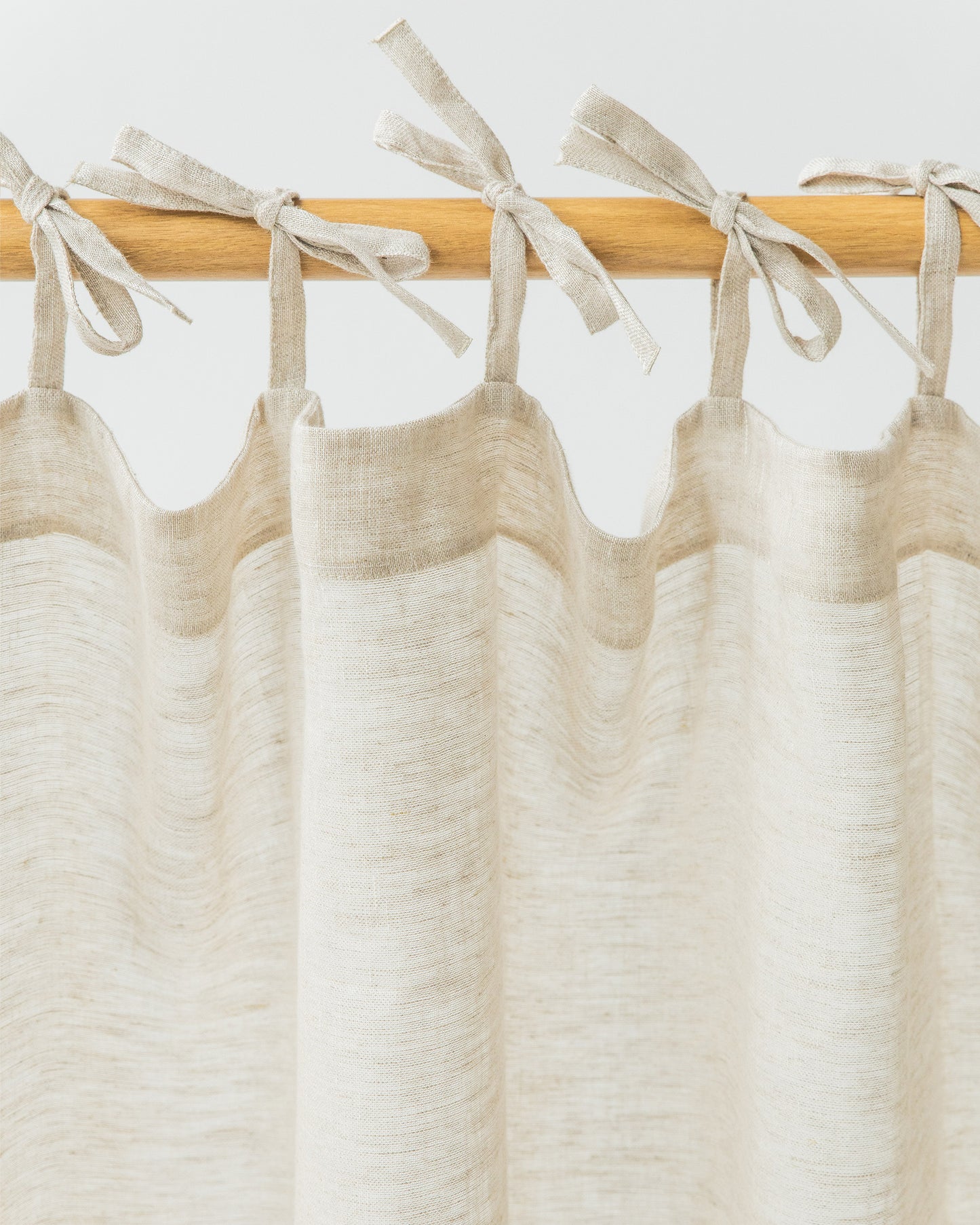 Sheer Tie Top Linen Curtain in Natural melange | MagicLinen