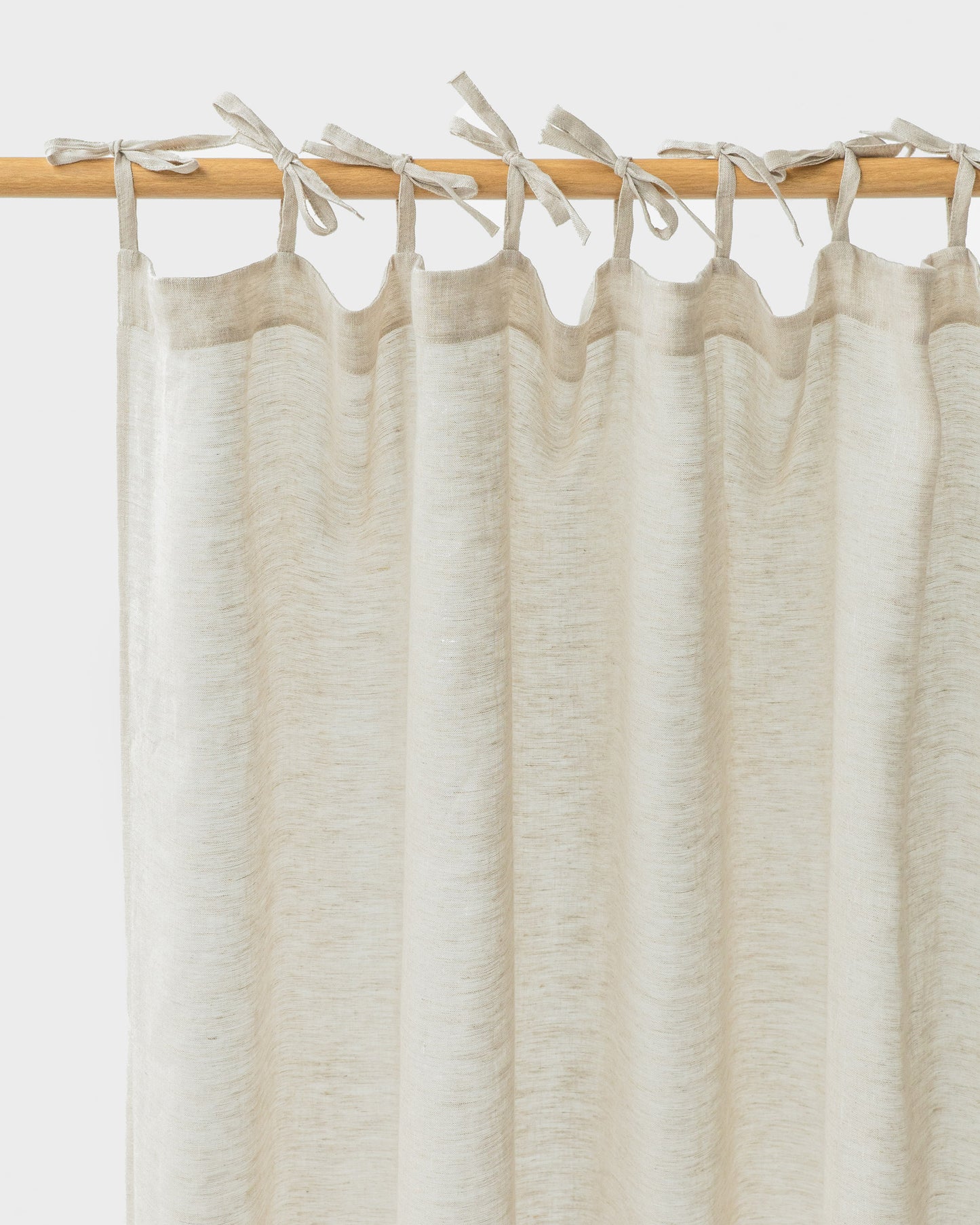 Sheer Tie Top Linen Curtain in Natural melange | MagicLinen