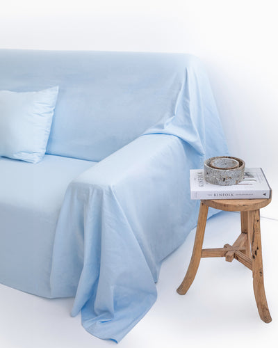 Linen-cotton couch cover in Sky blue - MagicLinen