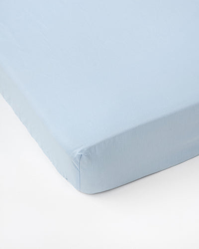 Sky blue linen-cotton fitted sheet - MagicLinen