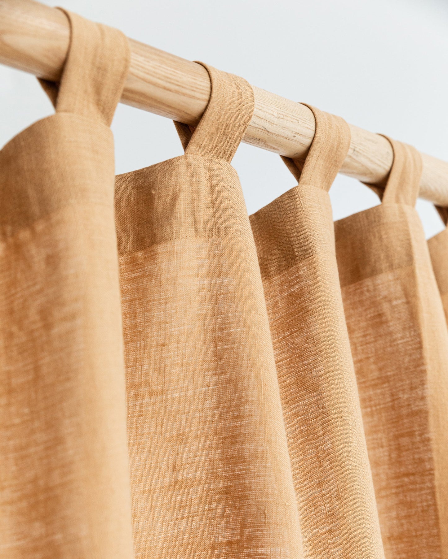 Tab top linen curtain panel (1 pcs) in Tan - MagicLinen