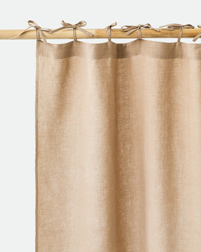 Tie top linen curtain panel (1 pcs) in Latte - MagicLinen