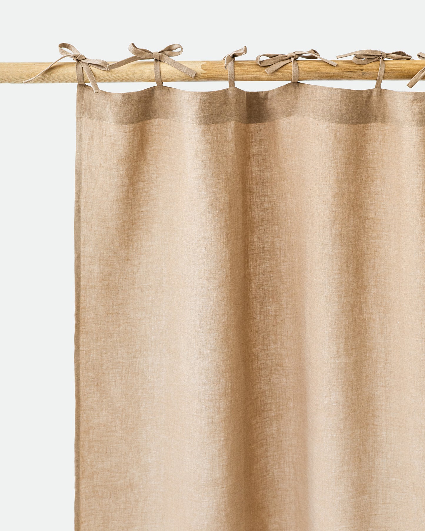 Custom size (inch) tie top linen curtain panel (1 pcs) in latte