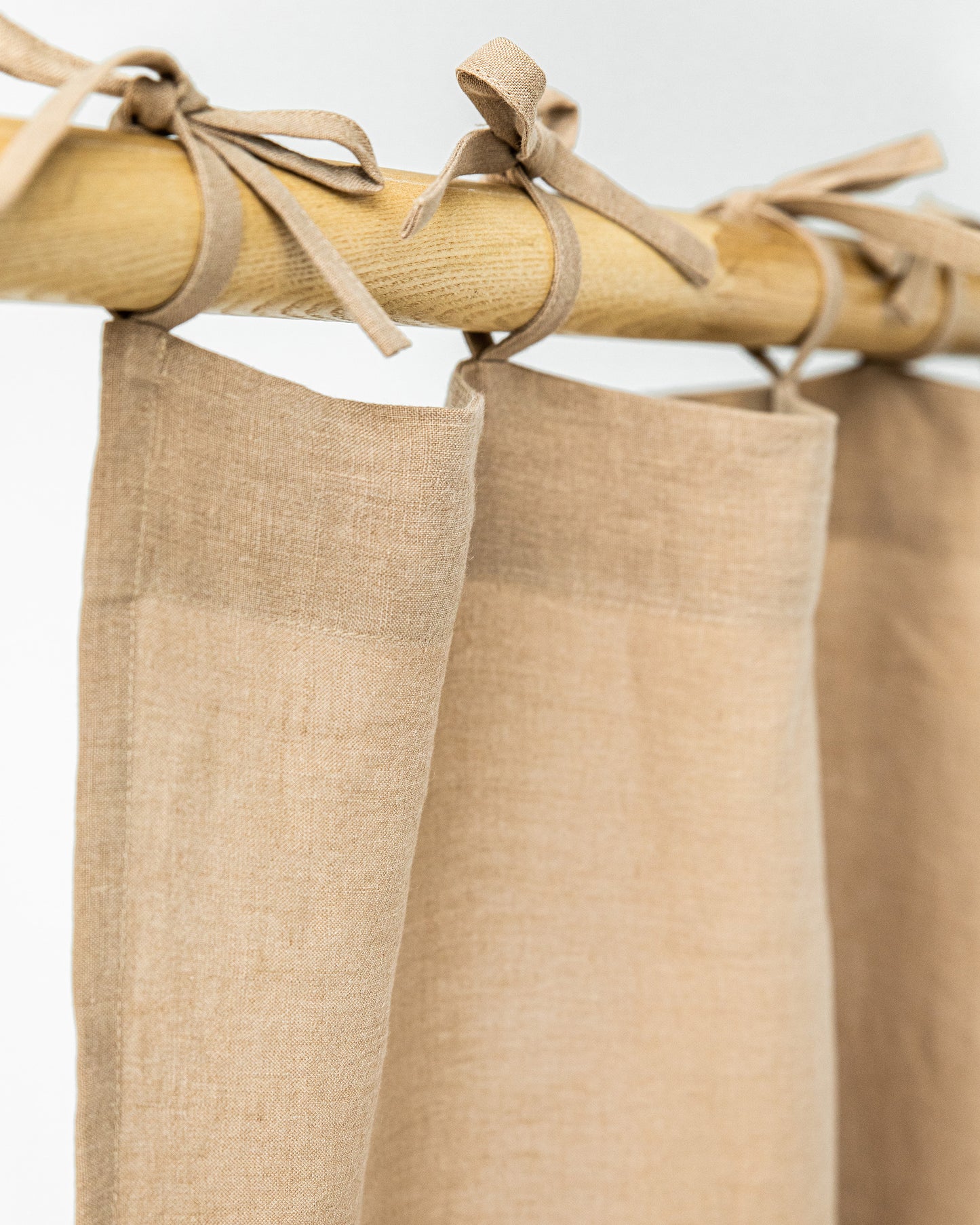 Custom size (inch) tie top linen curtain panel (1 pcs) in latte