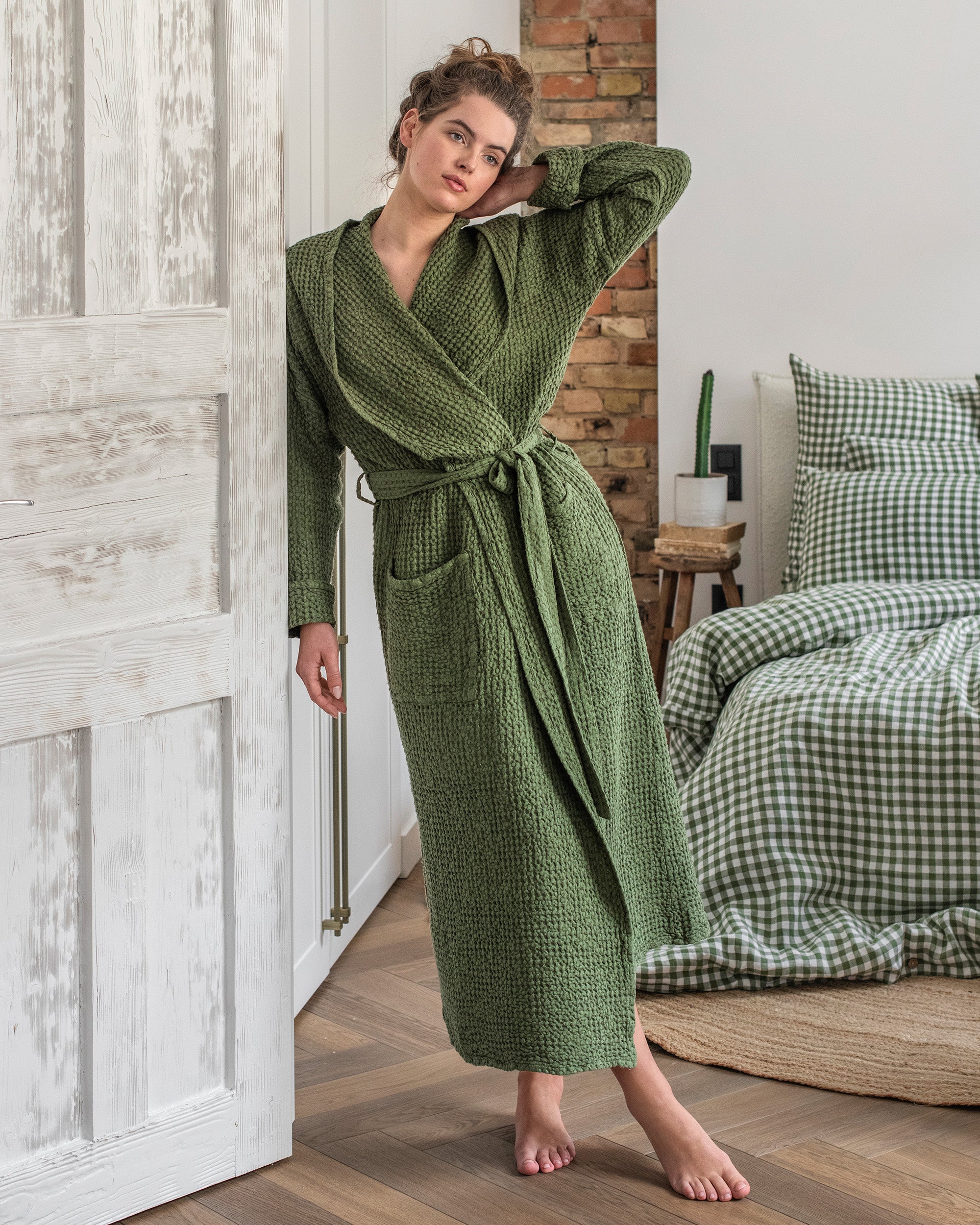 pure cotton jersey waffle dressing gown Hotel Waffle-Terry Robes Kassatex