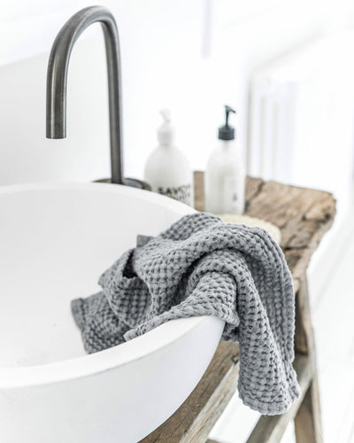Waffle Kitchen Towel in Light gray - MagicLinen