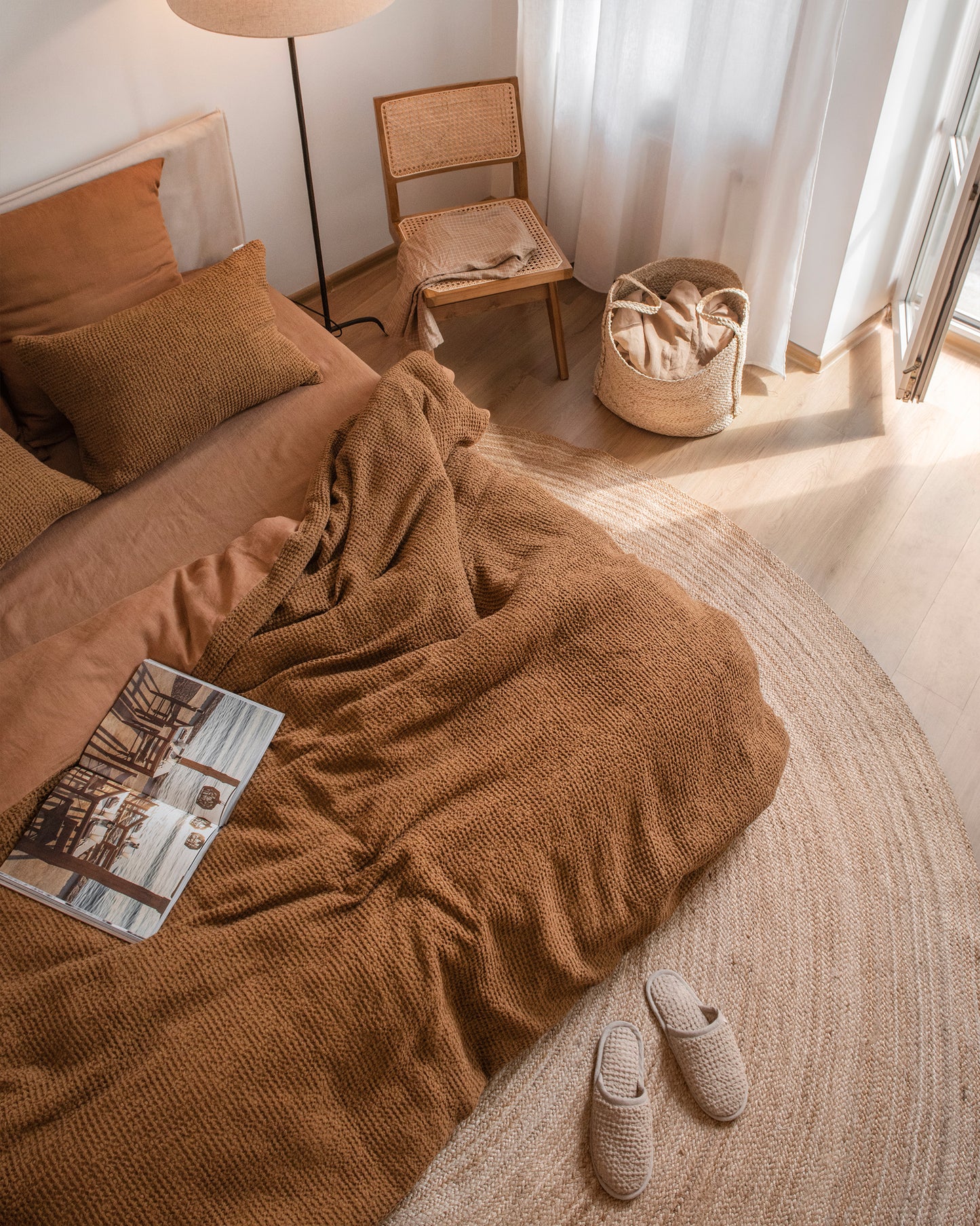 Reversible waffle & linen duvet cover set (3 pcs) - MagicLinen