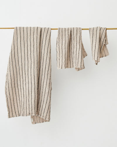 Thin Striped waffle towel set (3 pcs)